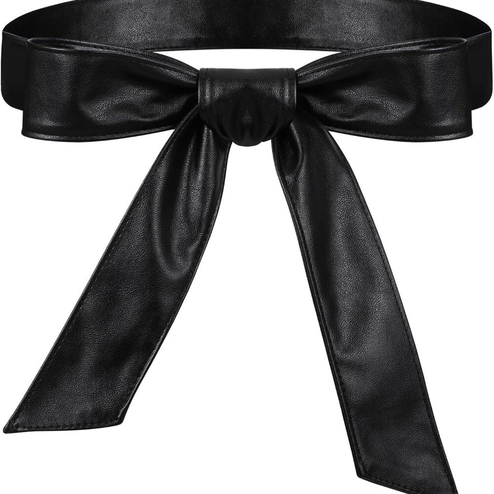 Women Leather Wrap Belt Obi Waist Fashion Tie Belt PU Sash for Dress Coat 1.85 W
